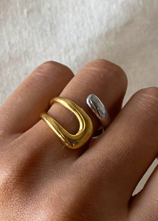Elena Verstellbarer Ring | Gold & Silber