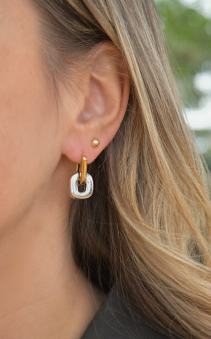 Astrid Edge 2-in-1 Ohrringe | Gold & Silber