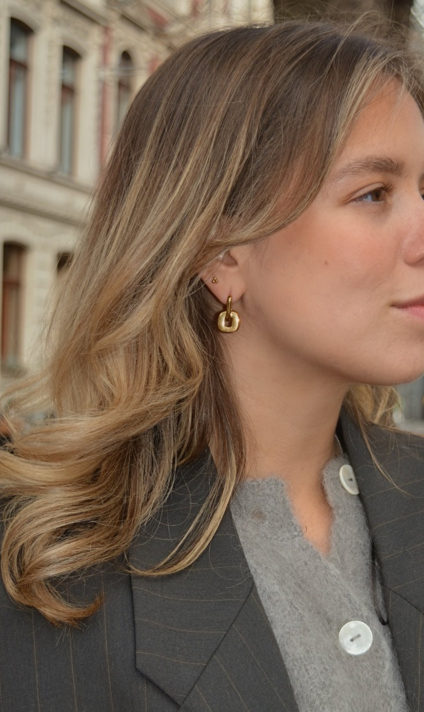 Astrid Edge 2-in-1 Ohrring | Gold