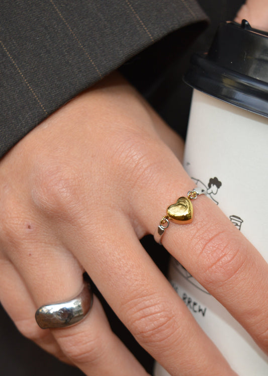 Lykke heart Ring | Gold & Silber